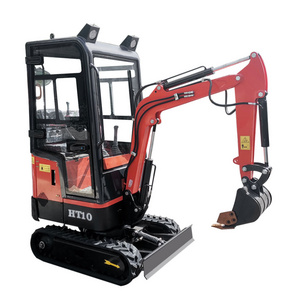 Hightop HT10 Mini Hydraulic Excavator 1000kg With Cabin Mini Excavator 1 Ton Small Digger With Rubber Track Swing Boom