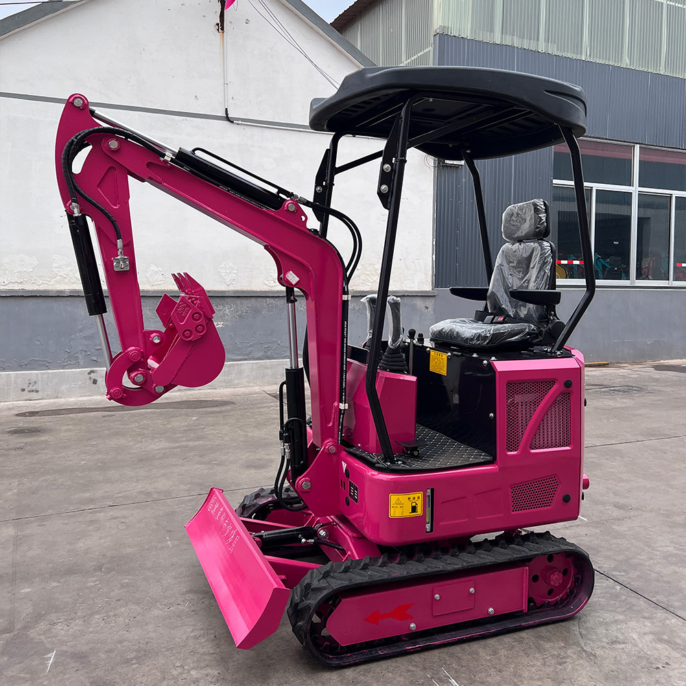 Popular color Pink customize 1.6ton mini excavator micro bagger digger with swing boom auger break hammer