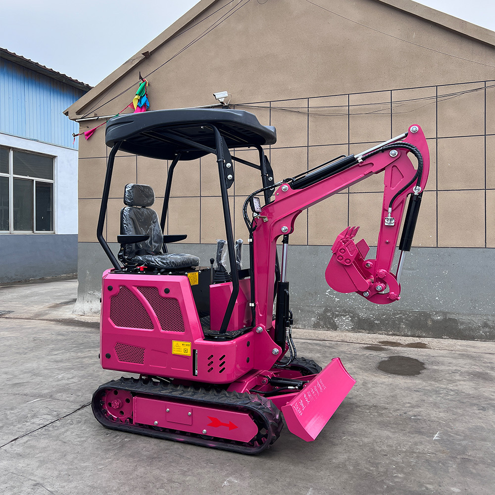 Popular color Pink customize 1.6ton mini excavator micro bagger digger with swing boom auger break hammer