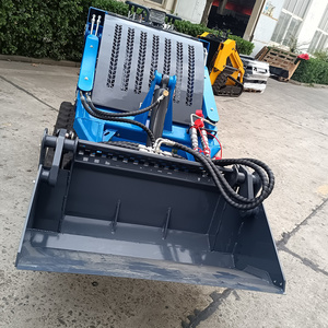 Small crawler electric skid steer loader with wood grabber