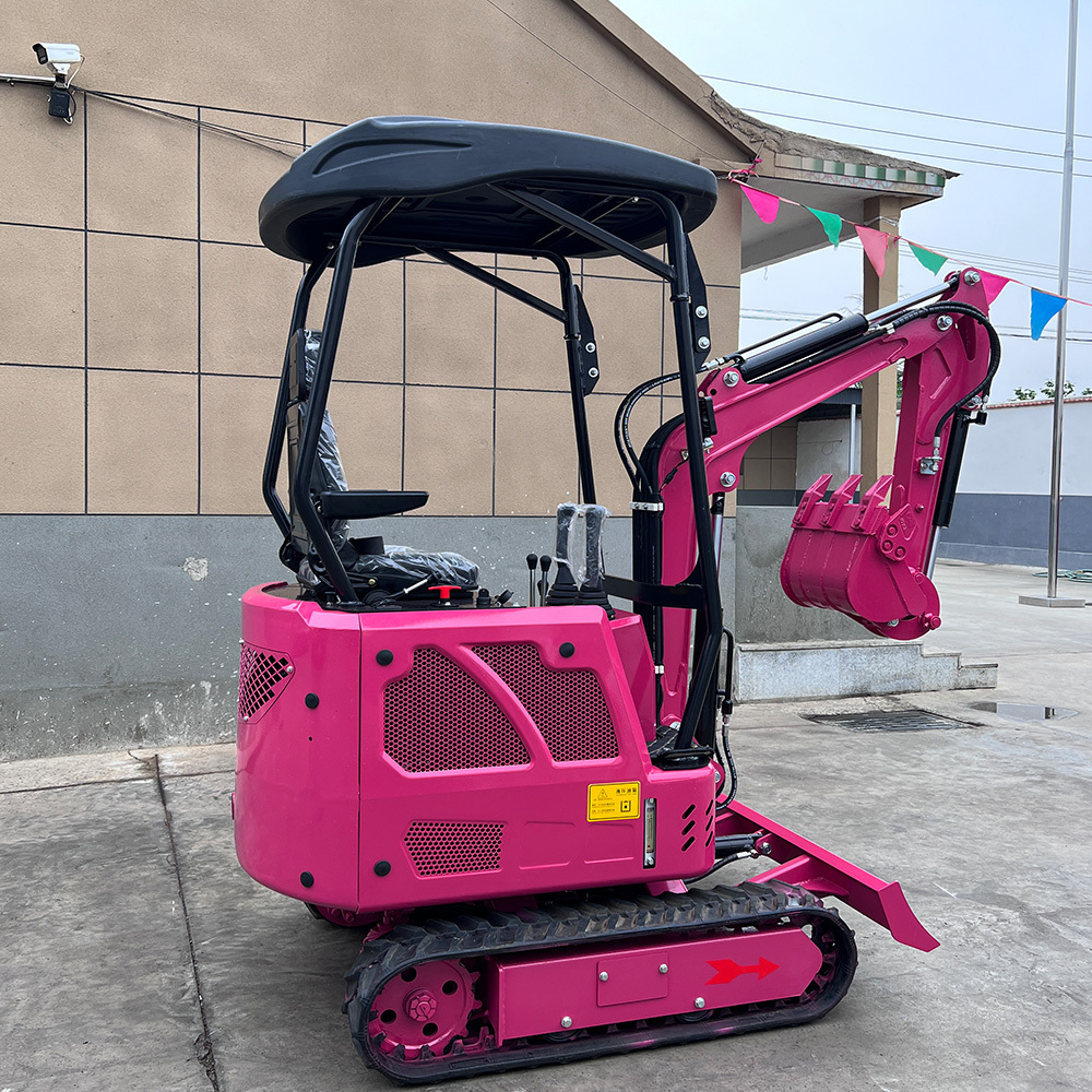 Popular color Pink customize 1.6ton mini excavator micro bagger digger with swing boom auger break hammer