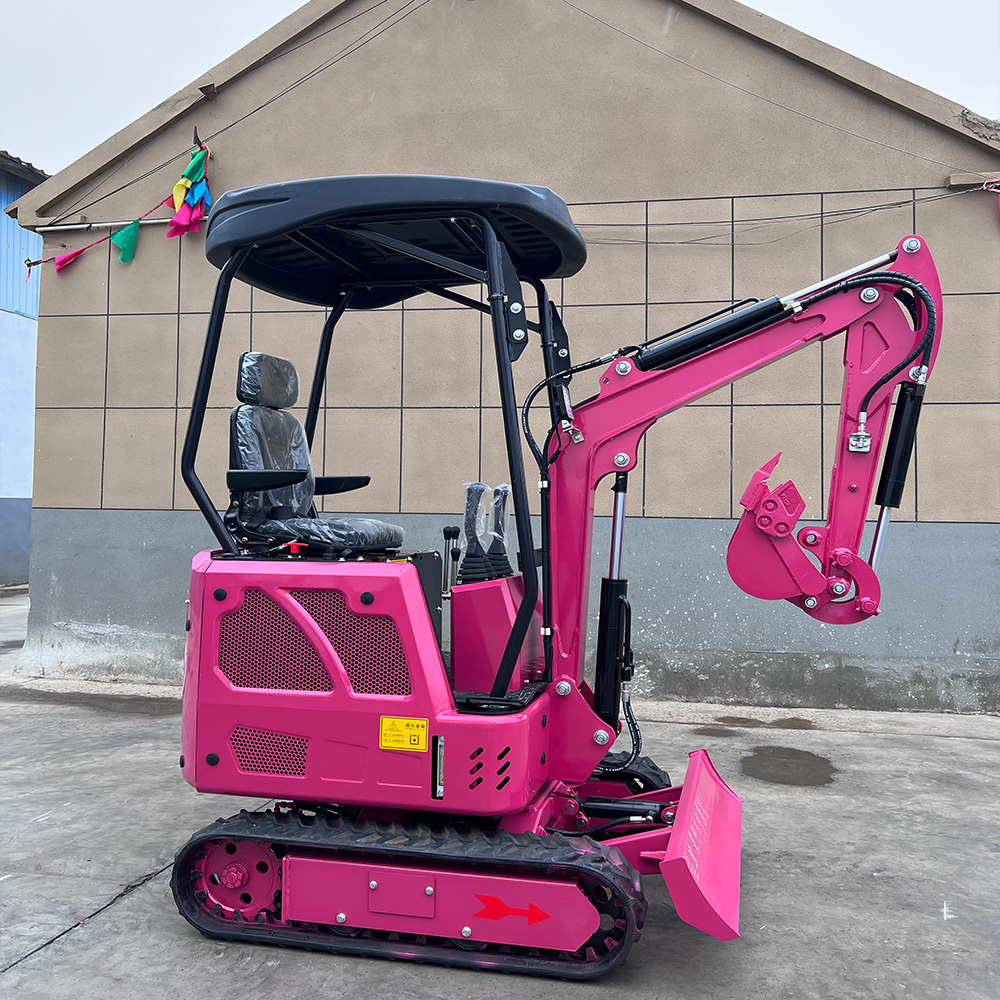 Popular color Pink customize 1.6ton mini excavator micro bagger digger with swing boom auger break hammer