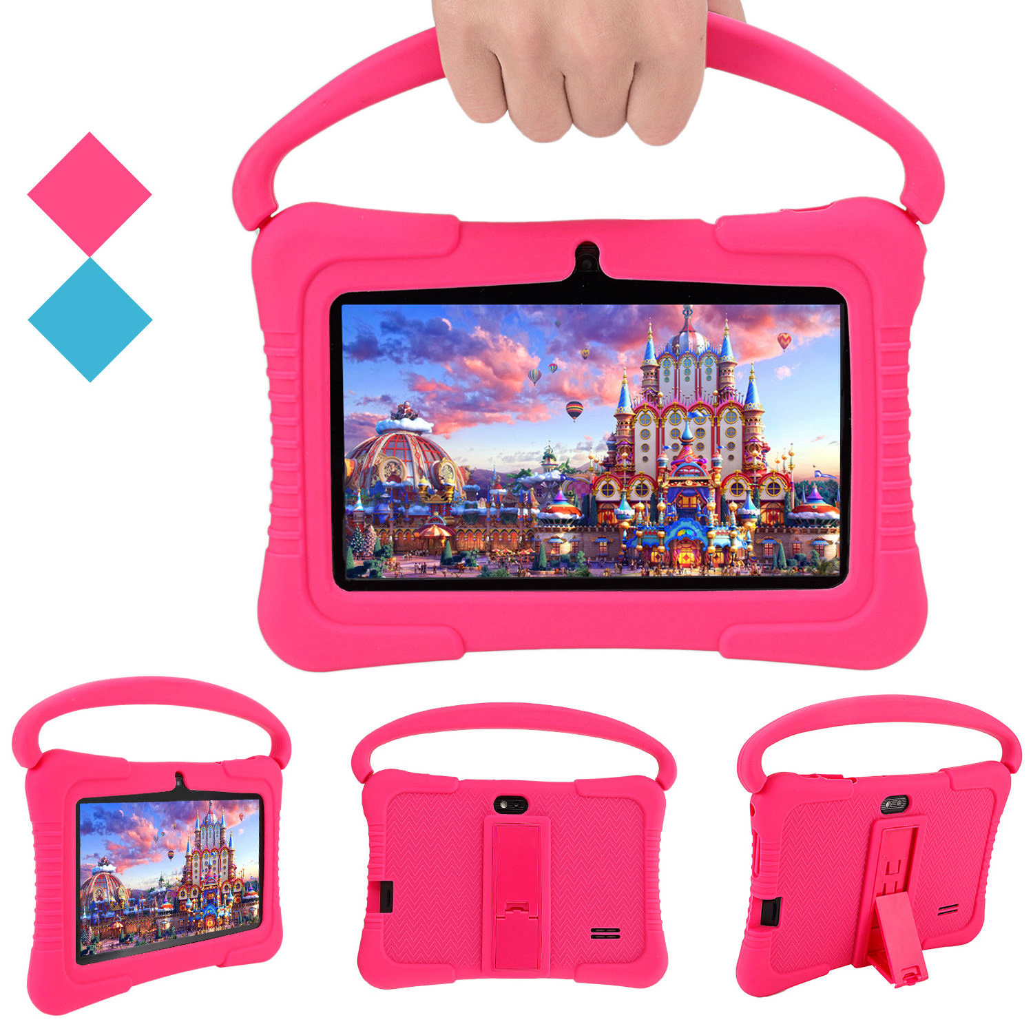 7 inch Tablet PC for Kids Education Learning 2GB+32GB Android Tablets PC WiFi IPS A100 kids Tablet with Silicone Case with APPS