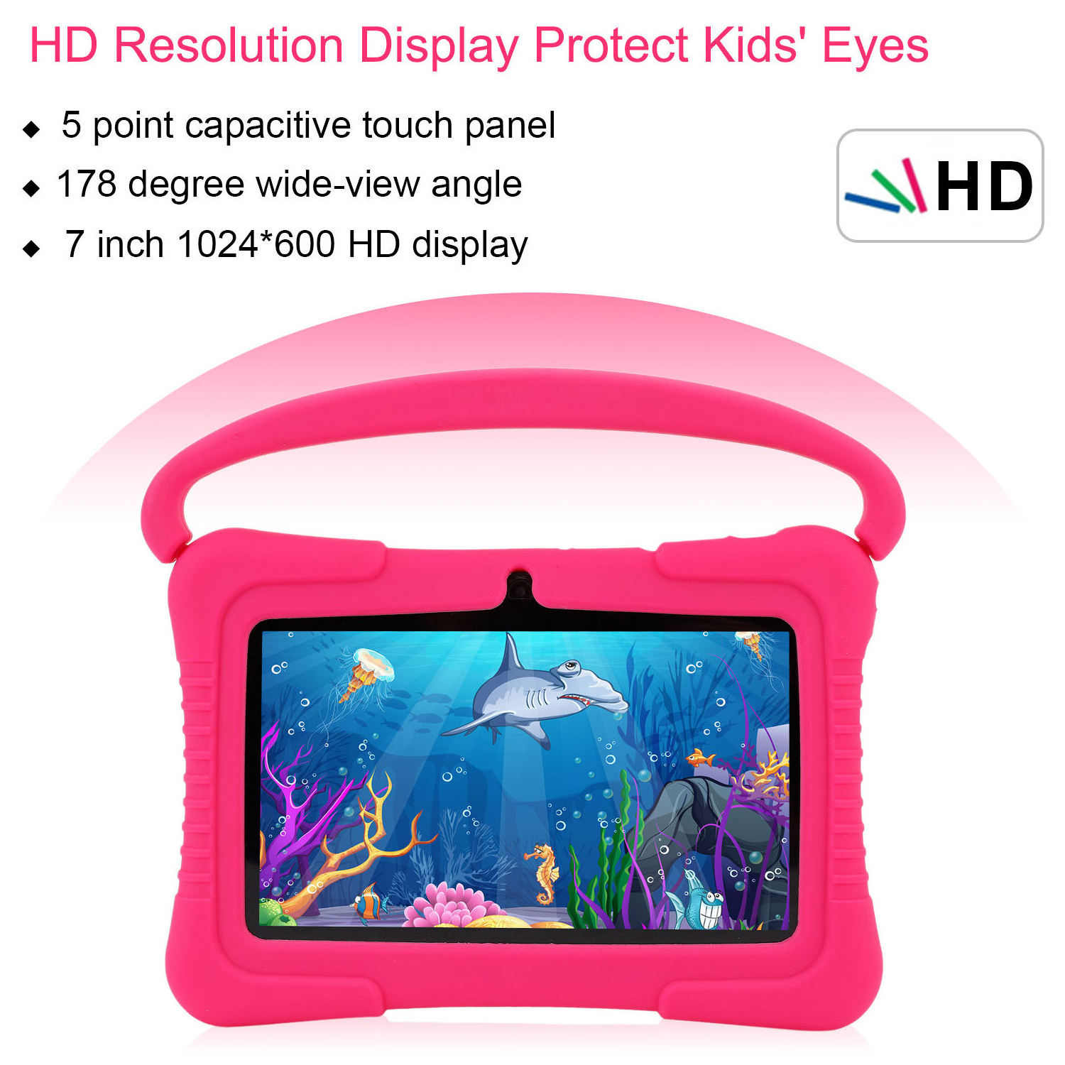 7 inch Tablet PC for Kids Education Learning 2GB+32GB Android Tablets PC WiFi IPS A100 kids Tablet with Silicone Case with APPS