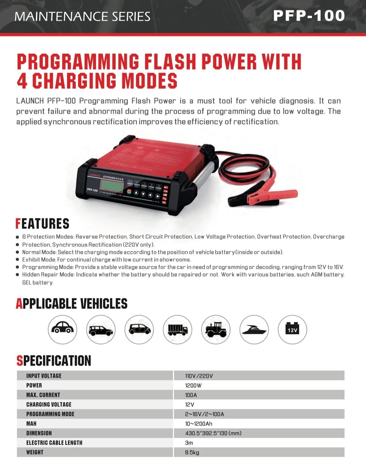 Original Automotive Stabilizer Battery Charger Programming Flash Power PFP-100 Auto Voltage Stabilizer Vehicle ECU programming