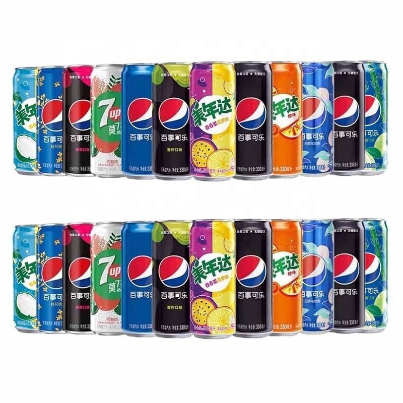 Wholesale Pepsis 330mL Various Fruity Carbonated Drinks Pepsis Sprite Fanta Coca-Cola Exotic Drinks