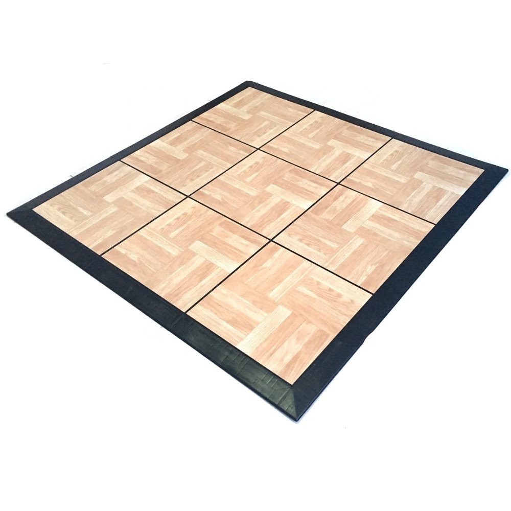 Anti-slip Eco-friendly interlocking  portable black and white dance  floor tile event  flooring pvc acrylic plastic floor tile