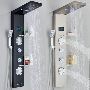 Tik Tok Hot Sell Bathroom Wall Mounted Stainless Steel Waterfall Shower column LED Shower Panels