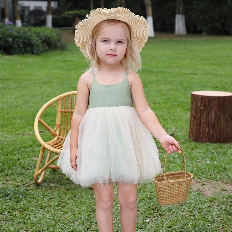 Custom Linen Little Girls Tutu Dresses Summer Sleeveless Adjustable Pinafore Dress Custom Tulle Baby Party Dress