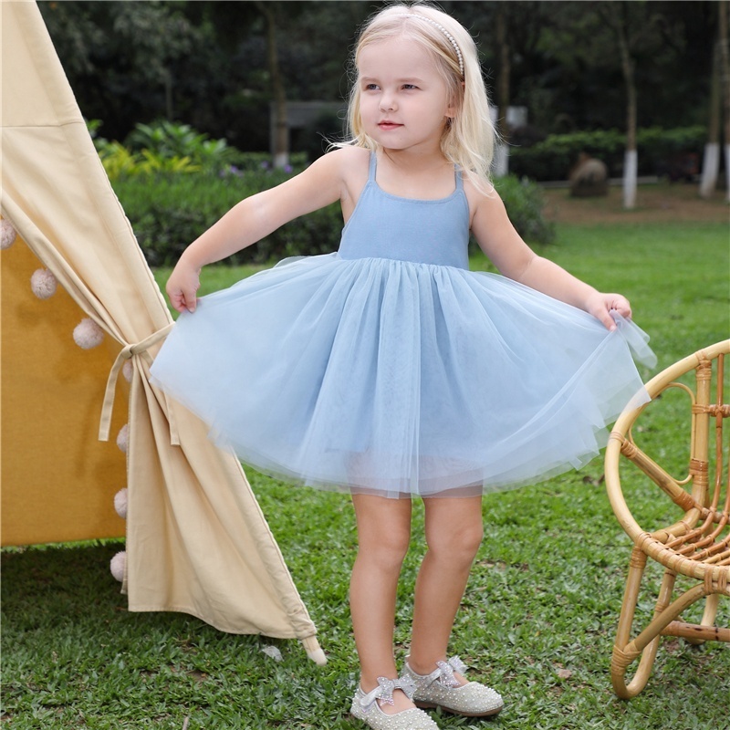 Custom Linen Little Girls Tutu Dresses Summer Sleeveless Adjustable Pinafore Dress Custom Tulle Baby Party Dress