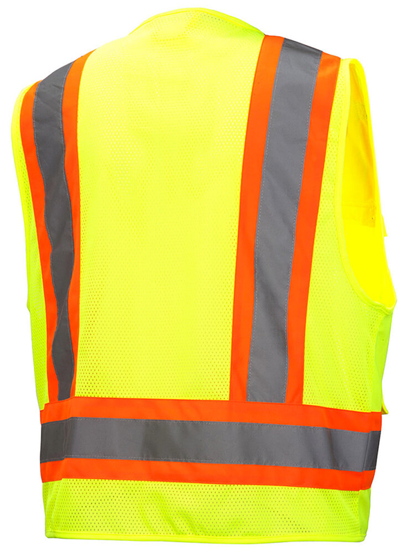 Hi vis protective safety vest with zipper pockets