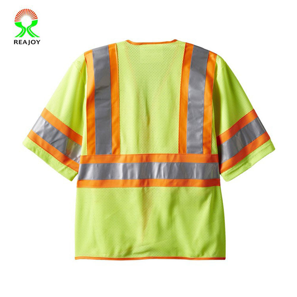 Yellow mesh ansi class 3  short sleeves working safety vest