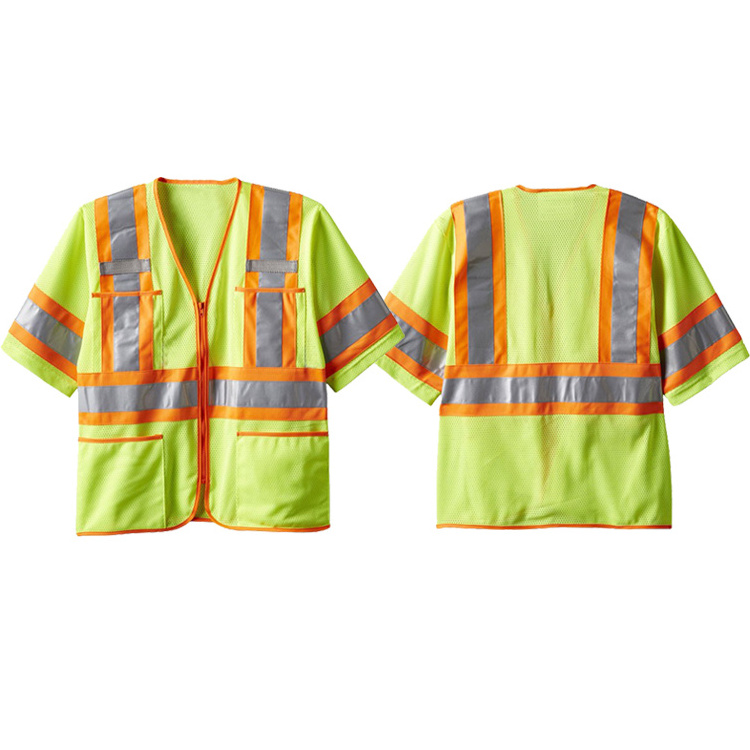 Yellow mesh ansi class 3  short sleeves working safety vest