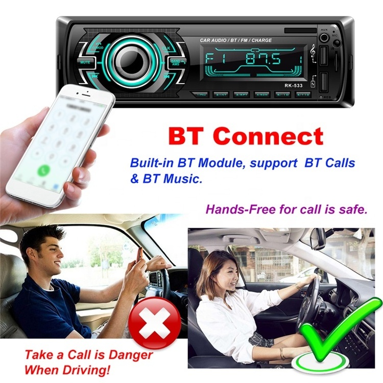 Universal 1din car stereo cassette audio USB mp3 music player with bt function