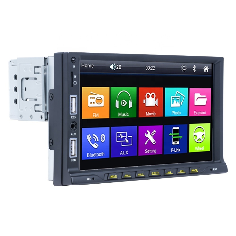 1 Din 7 Inch MP5 Car Stereo Dual USB HD Touch Screen Single Din Radio Player 7 Color Backlight With Bottom Row Buttons