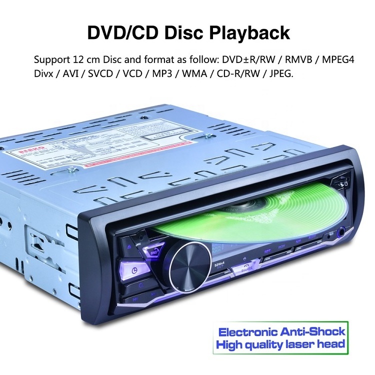 Single Din In Dash Electronic Anti- Shock CD DVD FM / AM / RDS Radio Stereo AUX SD Card Slot Car MP3 MP5 Mulltimedia Player