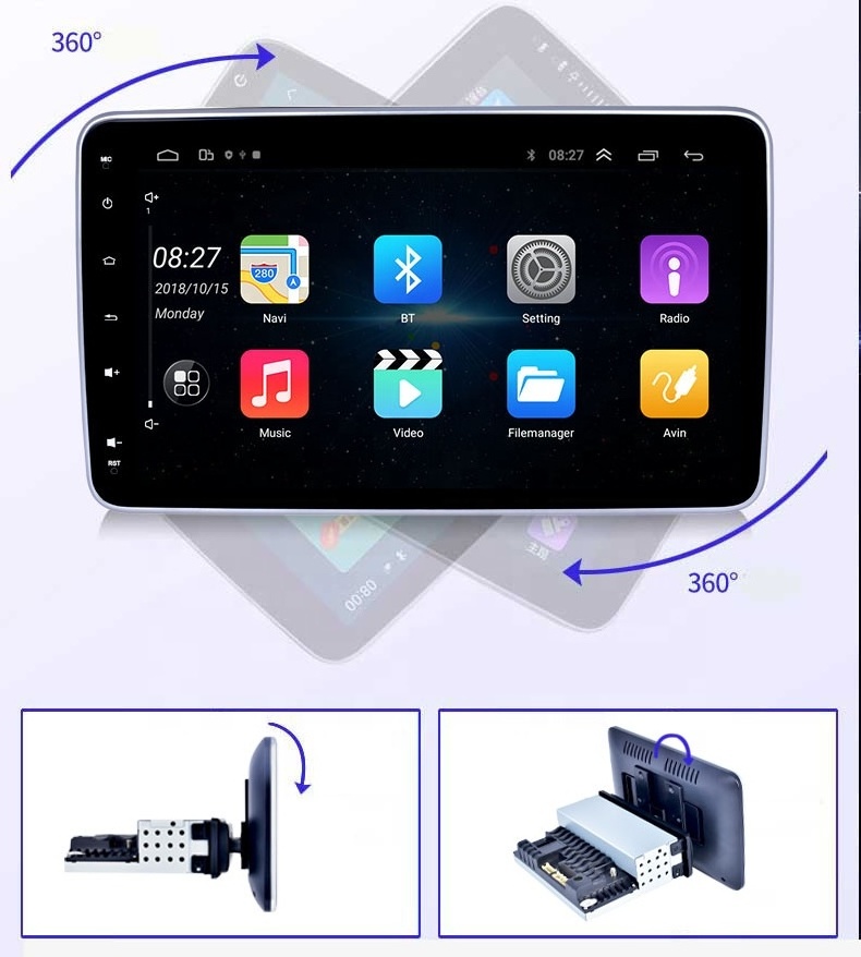 Hot Sell 10.1 Inch Adjustable Screen 1 Din Car Video Universal Car Radio Stereo WIFI GPS FM BT Android Car Stereo