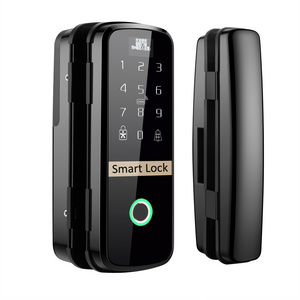 RL-G118 Semiconductor Fingerprint Smart Locks Touch Keypad Remote Control Glass Door Lock with IC card verify