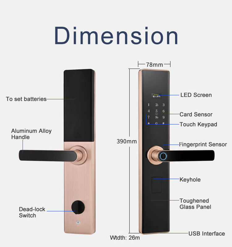 2023 Apartment Residence Fingerprint Door Lock Standalone IC Card Touch Keypad Lock and Scramble Password Unlock Smart Locks