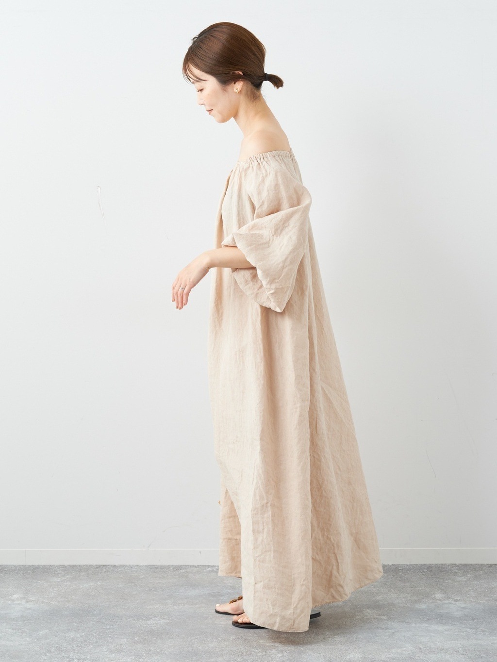 Hemp Dress Organic Cotton Slash Neck Maxi Long Dress Casual Fashion Custom Made Dress