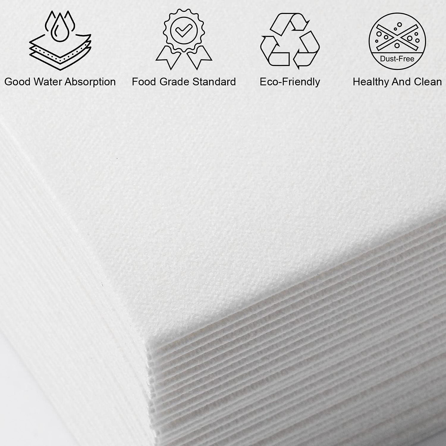 100 Pure White Linen Feel Airlaid Napkin Paper 12''*17'' Luxury Folded Guest Napkins for Restaurants Pack Style