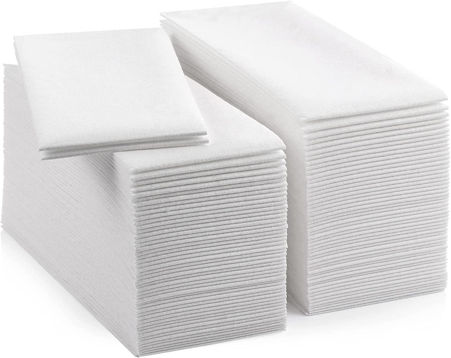 100 Pure White Linen Feel Airlaid Napkin Paper 12''*17'' Luxury Folded Guest Napkins for Restaurants Pack Style