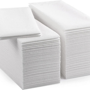 100 Pure White Linen Feel Airlaid Napkin Paper 12''*17'' Luxury Folded Guest Napkins for Restaurants Pack Style