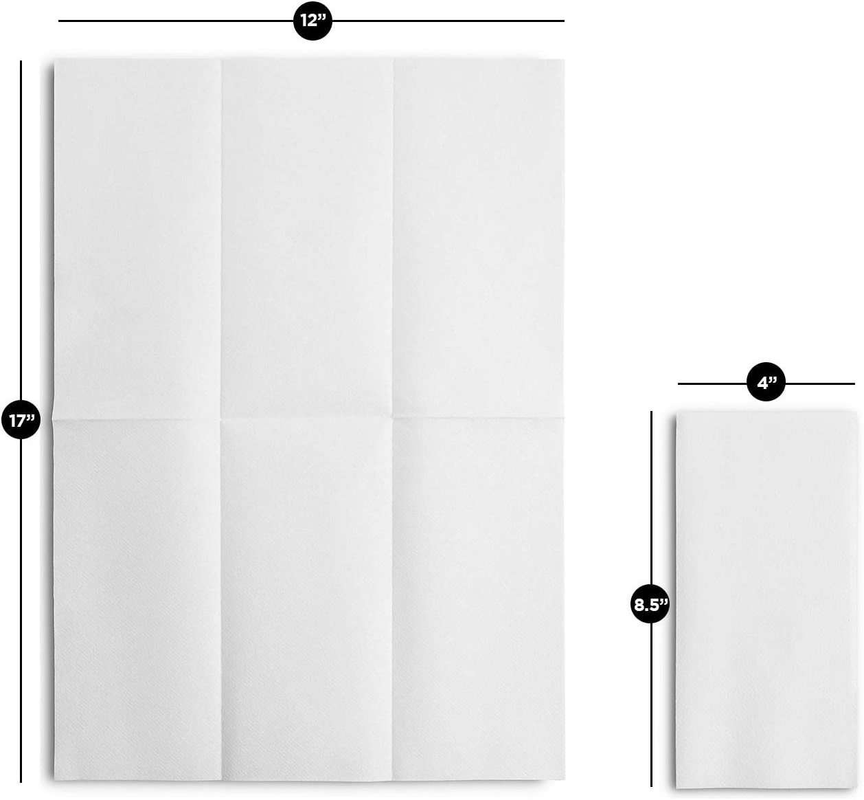 100 Pure White Linen Feel Airlaid Napkin Paper 12''*17'' Luxury Folded Guest Napkins for Restaurants Pack Style