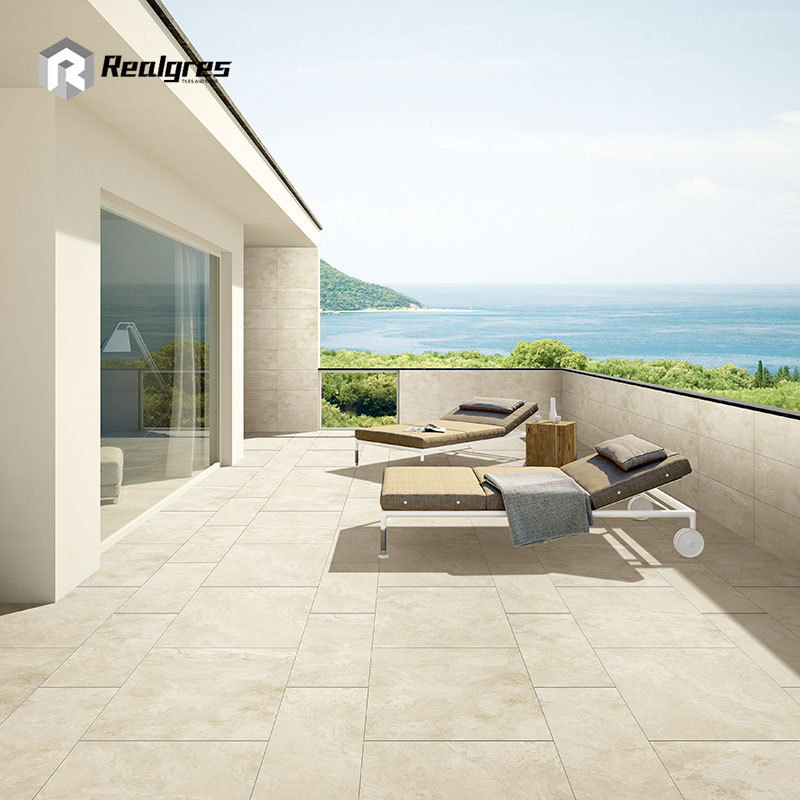 Decorative 2Cm Outdoor Porcelain Tile Natural Stone Wall Cladding Travertine Tiles 60x60