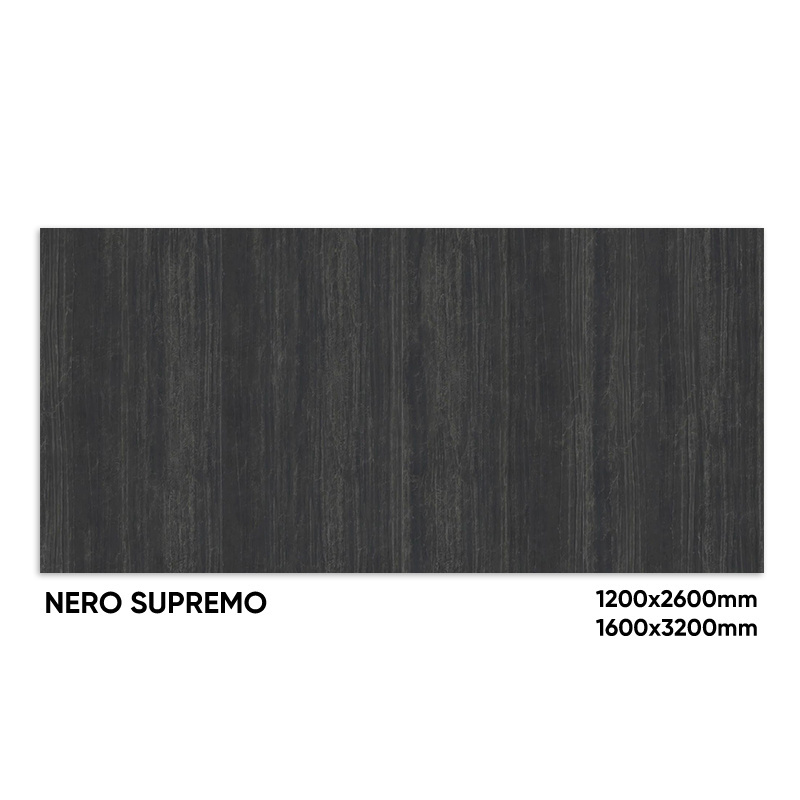 Nero Supremo Black Quartz Stone Natural Marble 3200*1600Mm Large Format Panel Slate Glazed Porcelain Wall Ceramic Slab