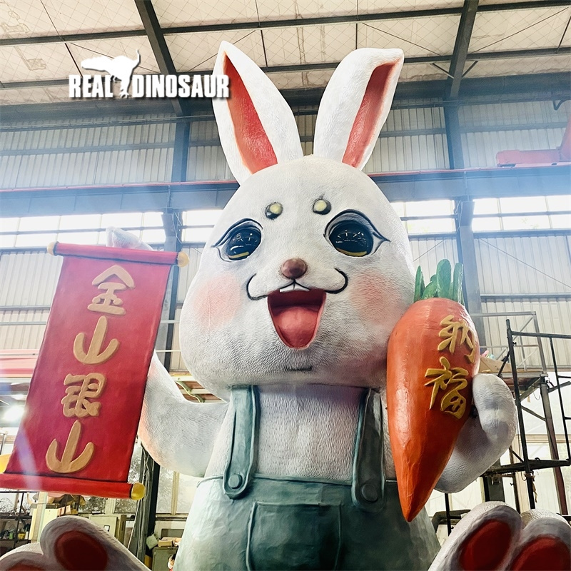 Theme park animal decoration artificial animatronic robot rabbit model