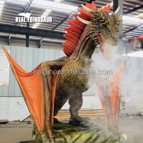 Indoor Customized Giant Dinosaur Red Winged Dragon Animatronic Model