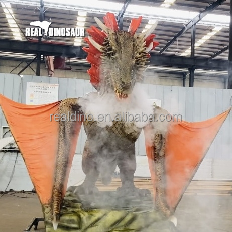 Indoor Customized Giant Dinosaur Red Winged Dragon Animatronic Model