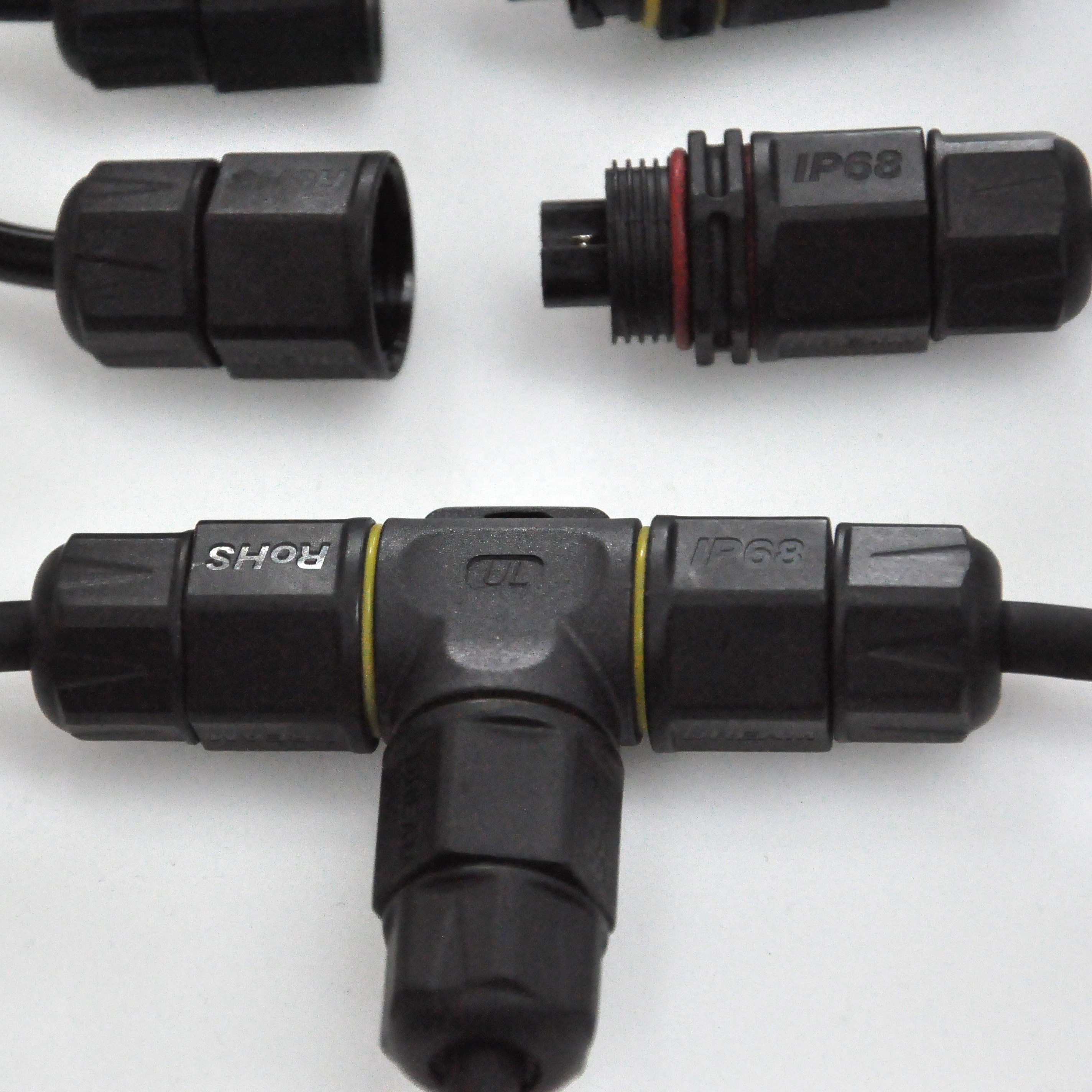 LED electrical power cable splitter screw lock ip68 T connector