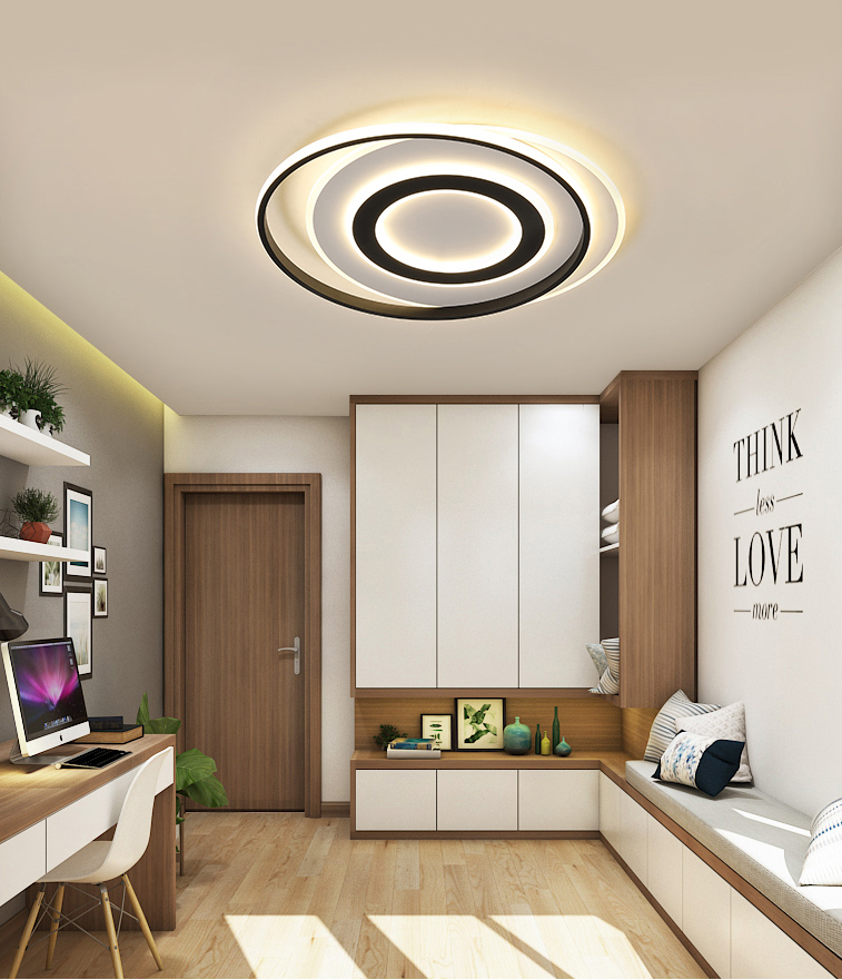 Round moon geometry 5 color dimmable by 2.4G RC home living children room 60w LED ceiling light