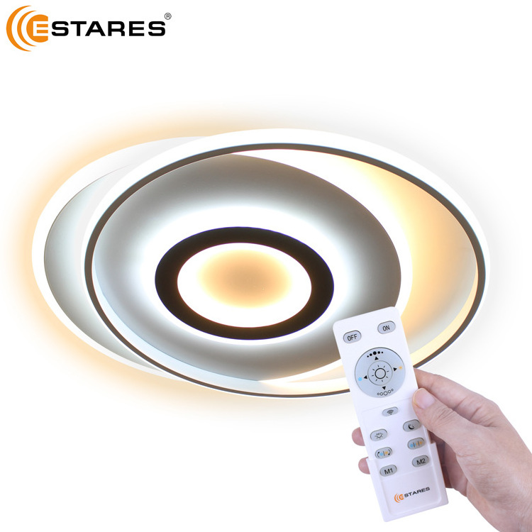 Round moon geometry 5 color dimmable by 2.4G RC home living children room 60w LED ceiling light