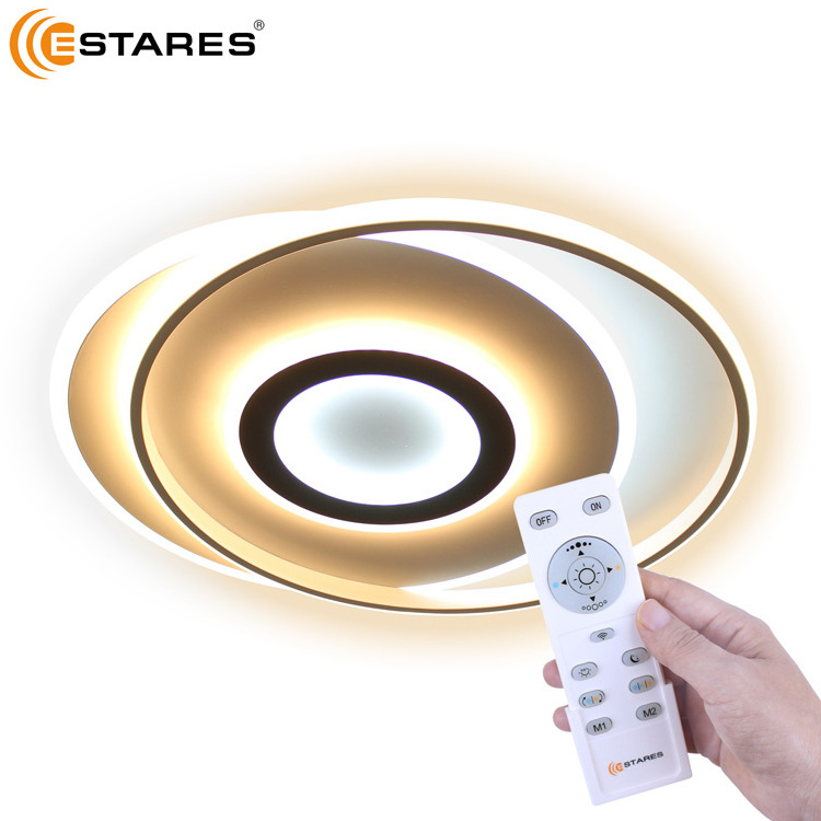 Round moon geometry 5 color dimmable by 2.4G RC home living children room 60w LED ceiling light