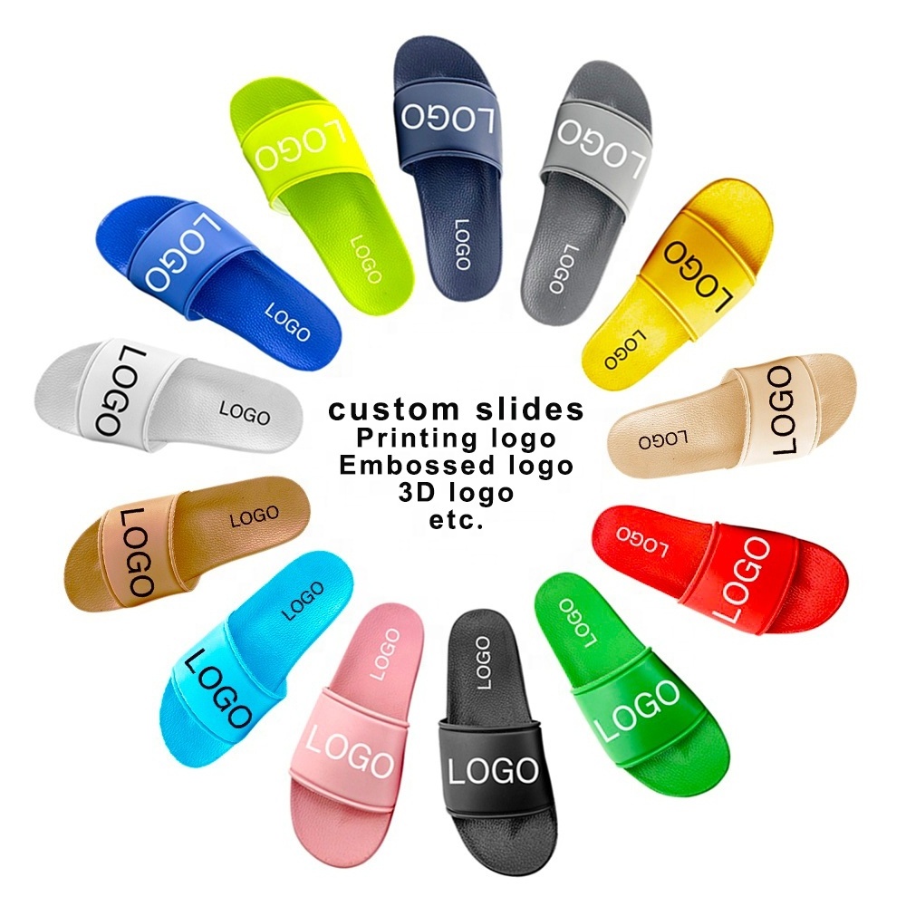 Comfortable Multiple Colors Black Blank Custom Logo Rubber Slippers Slides Sandals for Men Women