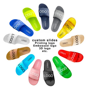 Comfortable Multiple Colors Black Blank Custom Logo Rubber Slippers Slides Sandals for Men Women