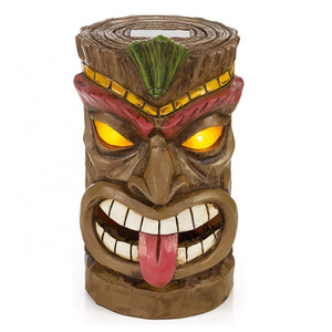 Tiki Head Solar Powered LED Outdoor Decor Garden Light