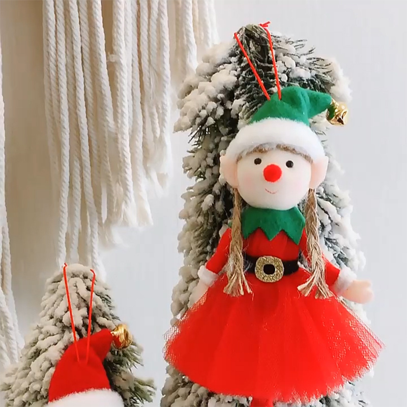 Holiday Decoration Christmas Elves Plush Adorable Boy and Girl Xmas Elf Dolls Christmas Tree Hanging Ornament Gifts For Kids