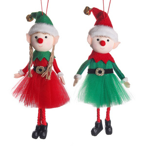 Holiday Decoration Christmas Elves Plush Adorable Boy and Girl Xmas Elf Dolls Christmas Tree Hanging Ornament Gifts For Kids