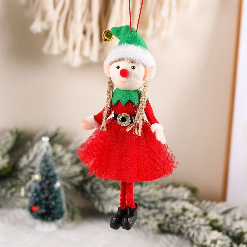 Holiday Decoration Christmas Elves Plush Adorable Boy and Girl Xmas Elf Dolls Christmas Tree Hanging Ornament Gifts For Kids