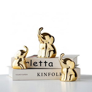 Creative Nordic Luxury Desk Ceramic Ornaments Golden Elephant Statue Crafts Modern Interior Design Home Decor Accessories