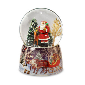 Music Box Company Santa and Reindeer Christmas Snow Globe Santa Snow Ball