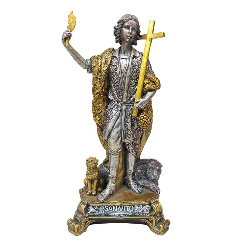 Church Decorative Gold Religious Sculpture SAN VITO Jesus with cross Statue