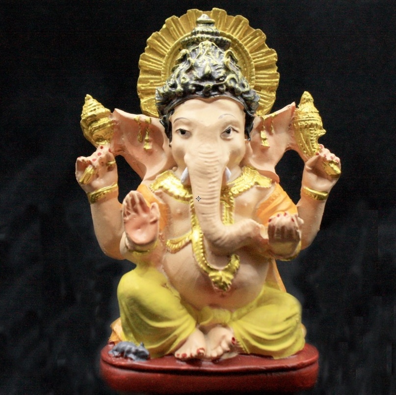 China Factory Hand Painted Resin Indian Small Ganesha Statue Religious Gifts Souvenirs Crafts Desk Home Decor Hindu God Statues