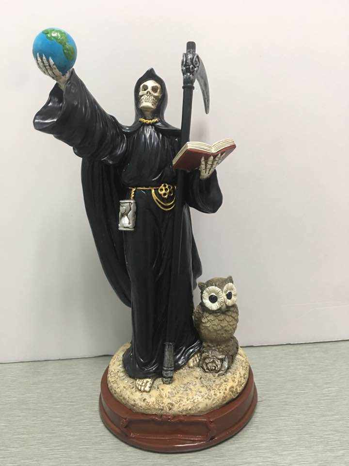 Holy Death Santa Muerte with Scythe Statues, The Dead Decorative Figurine Red Sculptures