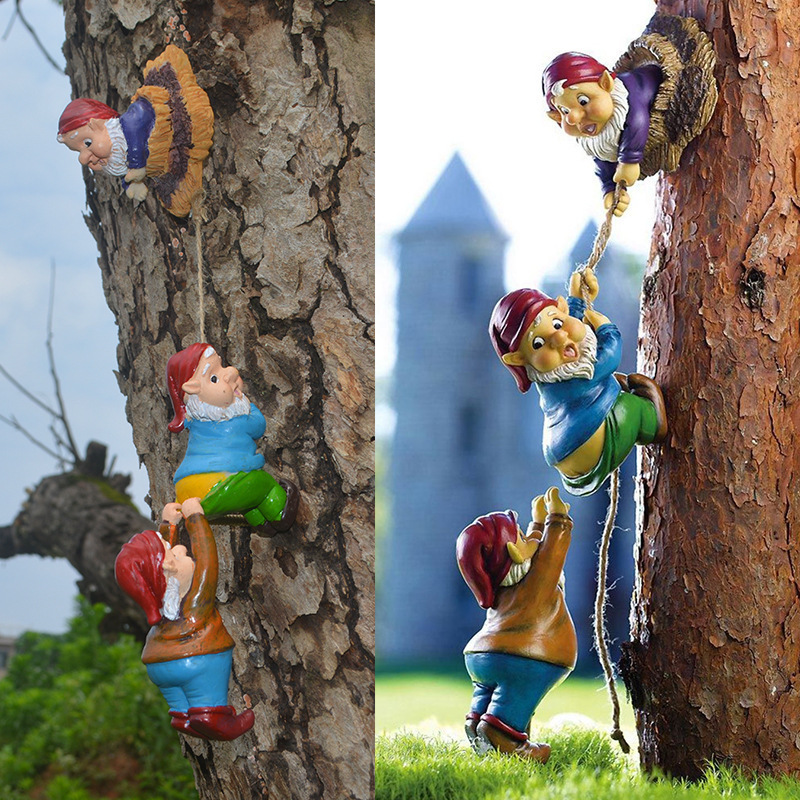 Hot Sale Home Patio Miniature Gnome Elf Climbing Creative Garden Ornaments Resin Crafts