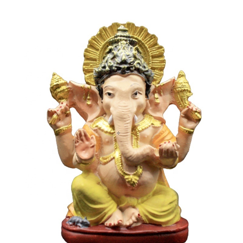 China Factory Hand Painted Resin Indian Small Ganesha Statue Religious Gifts Souvenirs Crafts Desk Home Decor Hindu God Statues